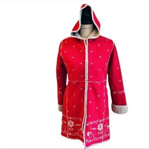 🎄 GAP Kids Red Faux Suede Nordic Hooded Coat (XL 12) 🎄